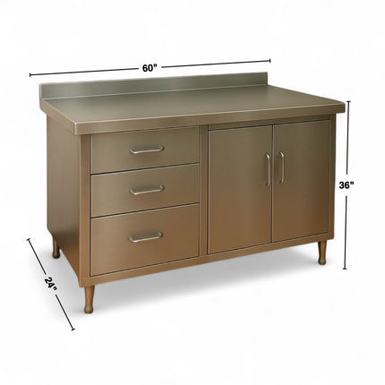 Countertop With Drawers and Cabinets. 60"x24". Stainless Steel