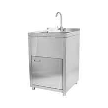 Load image into Gallery viewer, Utility Sink Stainless Steel with Cabinet. Canadian Made Heavy Duty Single Bowl Utility Sink for Laundry Sink, Garage, Pet Washing, Kitchen.Camping Sink Faucet Included 24” x 24”x36”