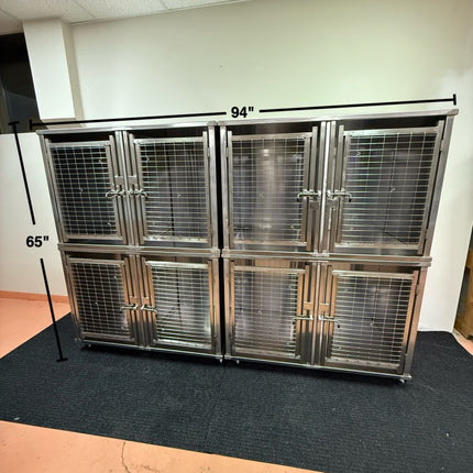 Heavy Duty 8 Cage Stainless Steel Dog Kennel Bank  Made in Canada 🇨🇦