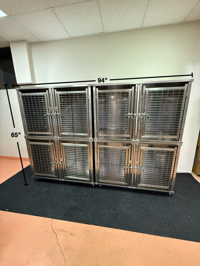 Heavy Duty 8 Cage Stainless Steel Dog Kennel Bank  Made in Canada 🇨🇦