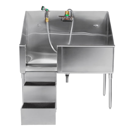 Dog Grooming Tub Wash Bathing Station With Door and Stairs.Faucet&Sprayer,Grates,Platform,  Shampoo Holder Included 48"Wx29"D Made in Canada 🇨🇦