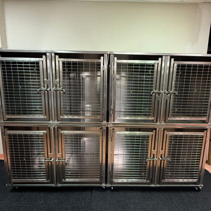 Heavy Duty 8 Cage Stainless Steel Dog Kennel Bank  Made in Canada 🇨🇦