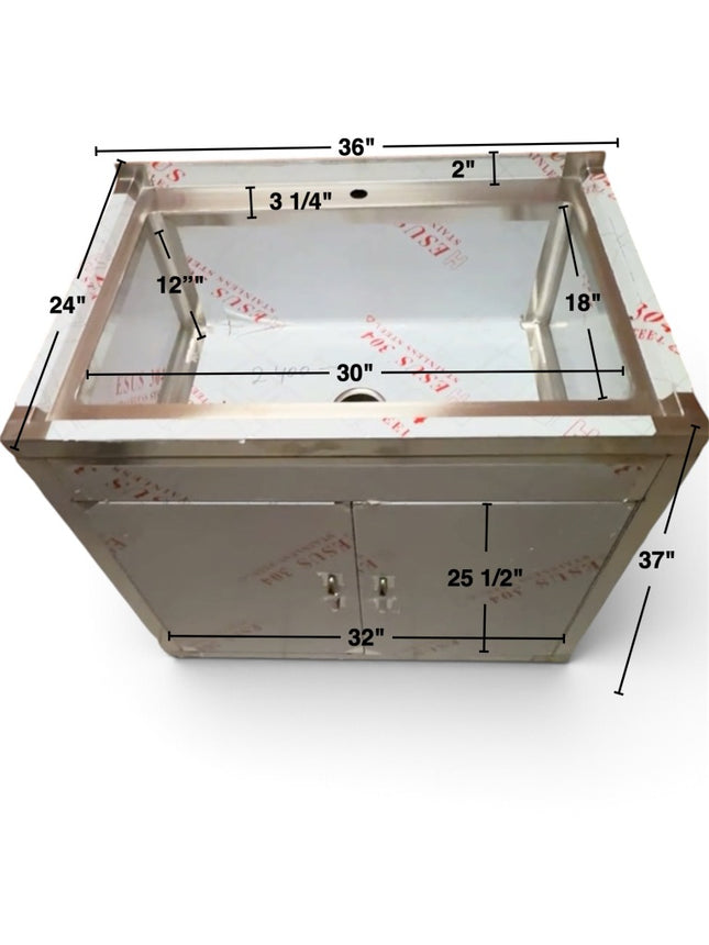 36” Stainless Steel Utility Sink With Cabinet