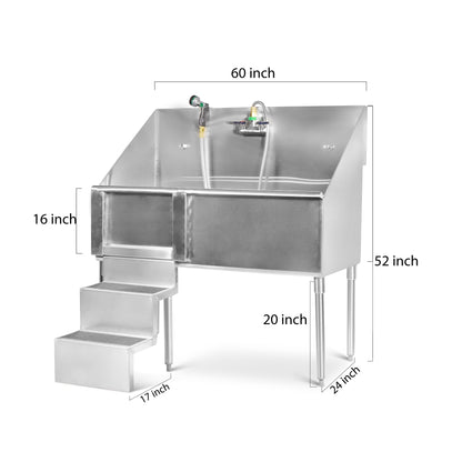 Grooming Tub With Door and Stairs.Faucet&Sprayer,Grates,Platform,  Shampoo Holder Included 48"Wx29"D Made in Canada 🇨🇦