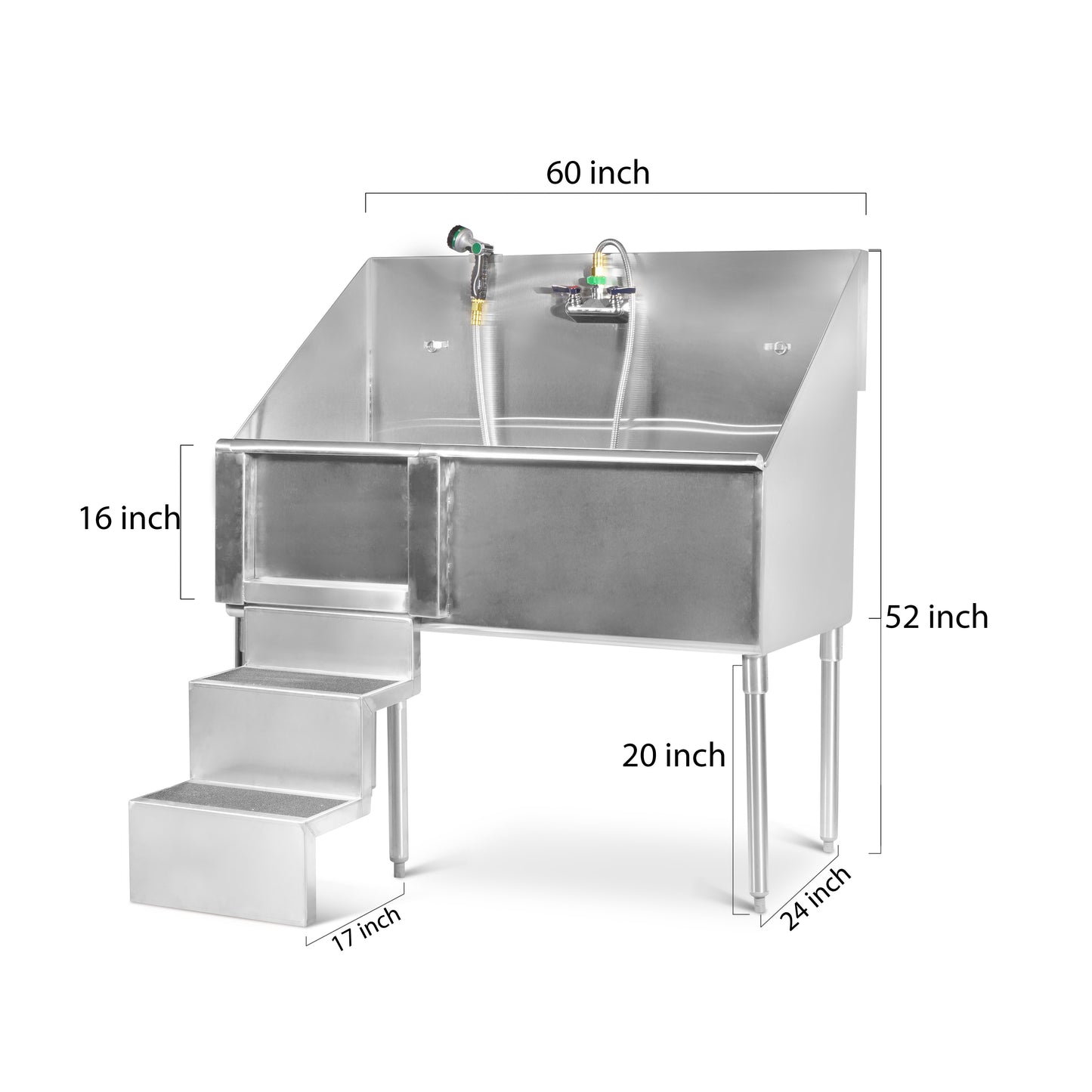 Grooming Tub With Door and Stairs.Faucet&Sprayer,Grates,Platform,  Shampoo Holder Included 60"Wx29"D Made in Canada 🇨🇦