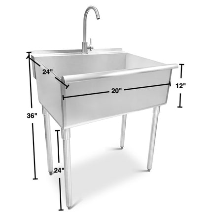 20"x 24"x 36' Stainless steel Utility Sink. Made In Canada 🇨🇦