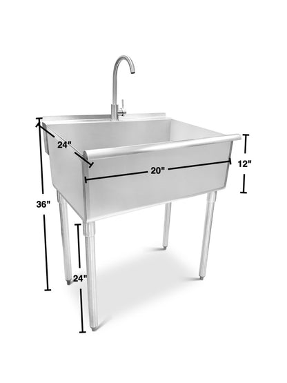 20"x 24"x 36' Stainless steel Utility Sink. Made In Canada 🇨🇦