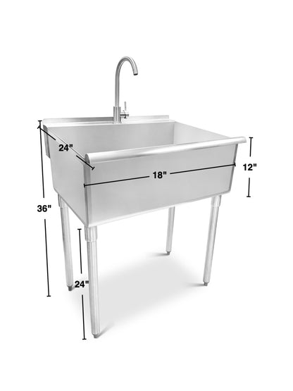 Stainless steel Utility Sink. Made In Canada 🇨🇦 18"x 24"x 36"