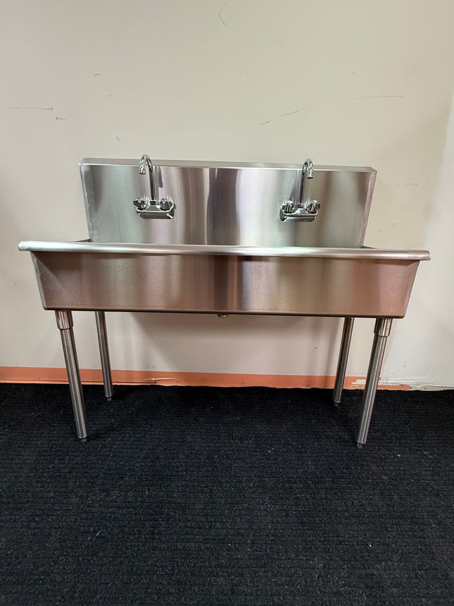 48" Utility Sink. Stainless Steel Free Standard.Hand Washing Station. Faucets Included. Made In Canada