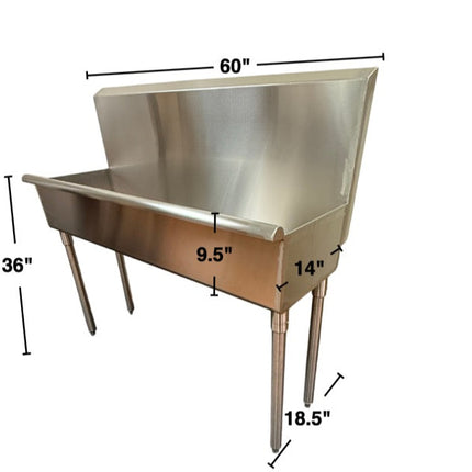 60" Utility Sink. Stainless Steel Free Standard. Made In Canada.