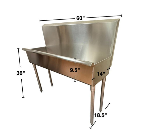 60" Utility Sink. Stainless Steel Free Standard. Made In Canada.