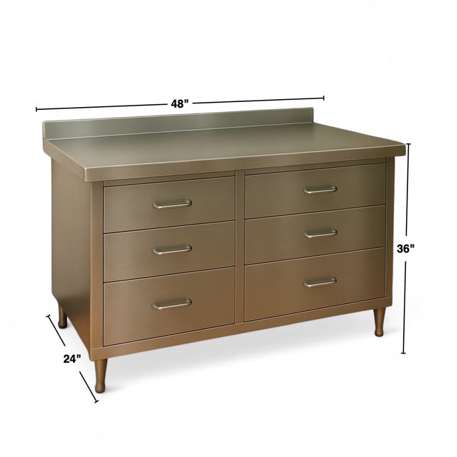 Countertop With Drawers and Cabinets. 48"x24". Stainless Steel