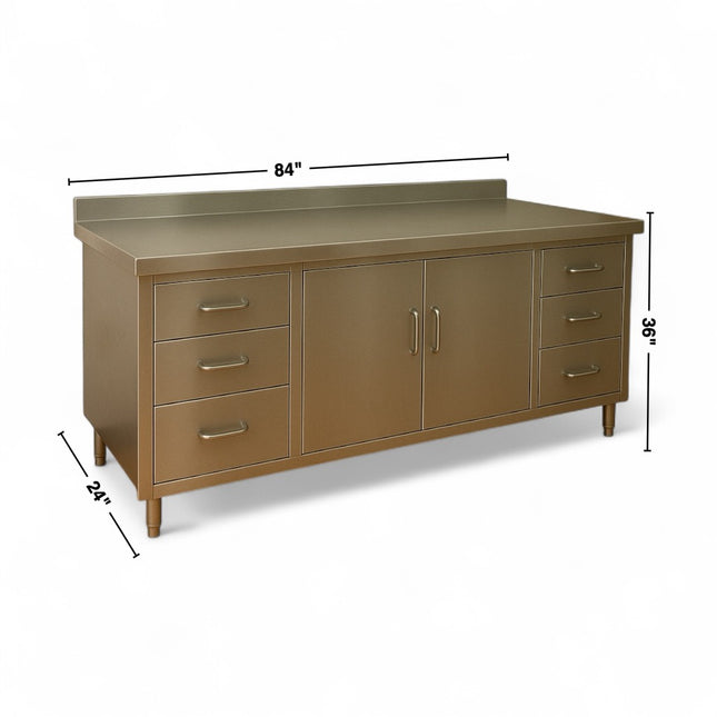 Countertop With Drawers and Cabinets. 84"x24". Stainless Steel