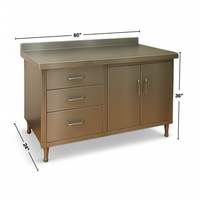 Countertop With Drawers and Cabinets. 60"x24". Stainless Steel